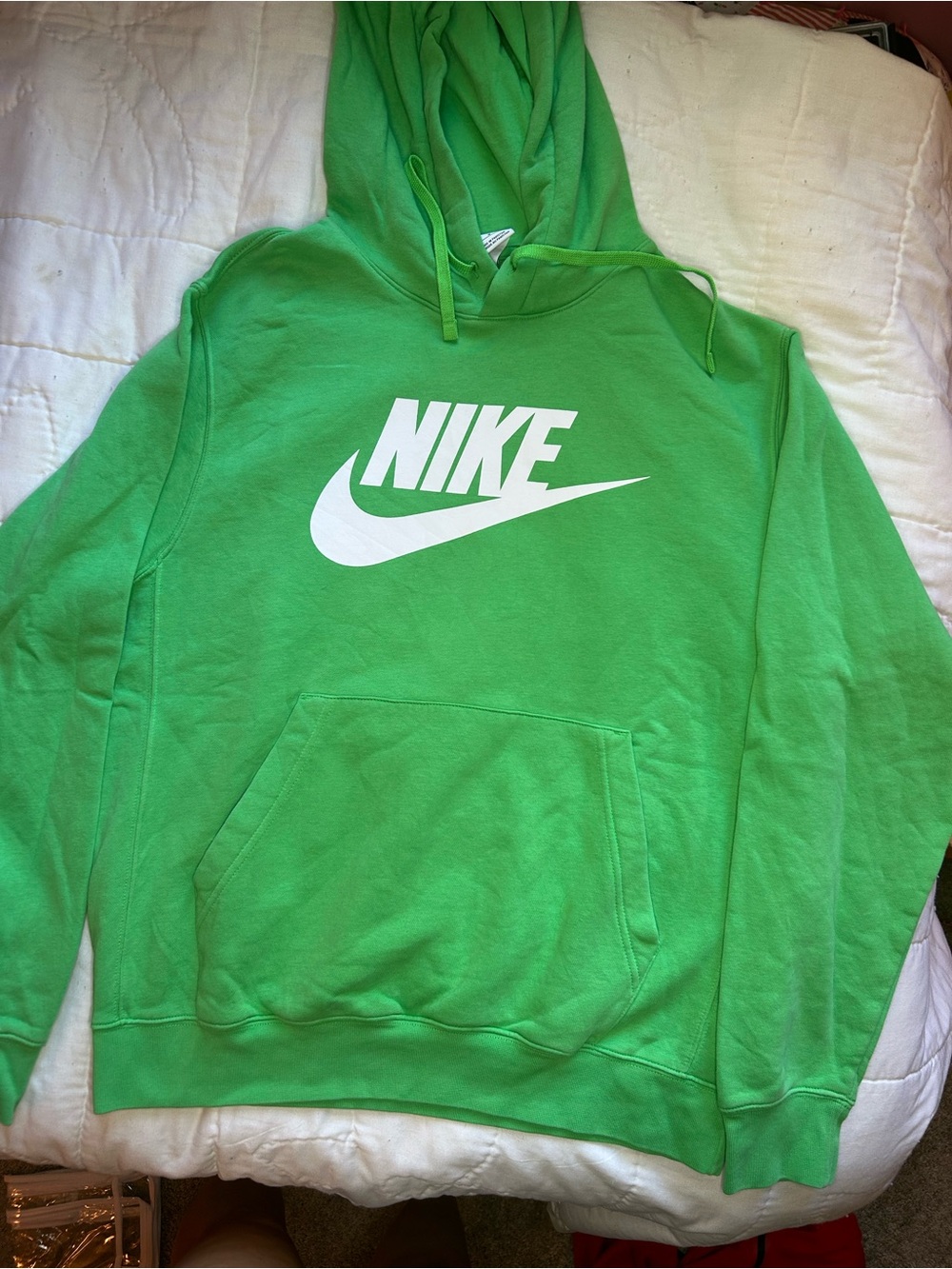 Nike Men’s Bright GreenHoodie with White Logo